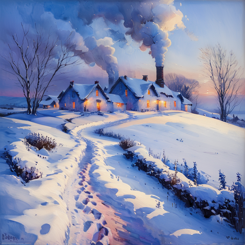 00051-4142695892-masterpiece, best quality, _lora_add-detail-xl_1_, ArsMJStyle, impressionism,  A snow-covered village at dusk, with warm light s.png